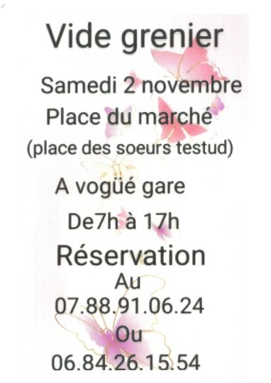 Vide-grenier samedi 2 novembre à Vogüé Gare de 7h à 17h